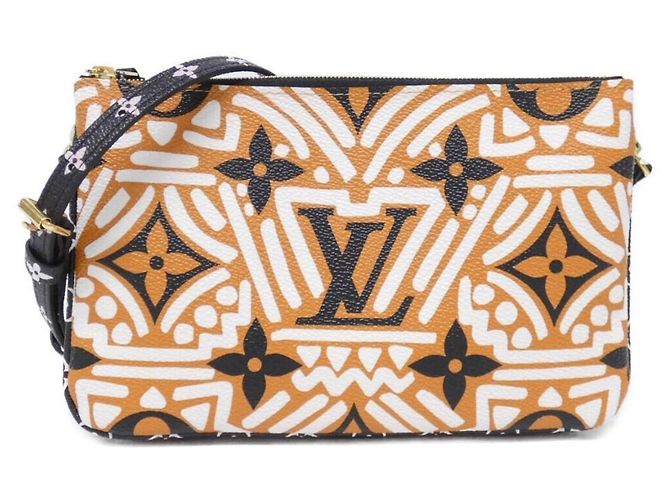 Louis Vuitton LV Crafty Pochette Double Zip Shoulder Bag Écru Caramel