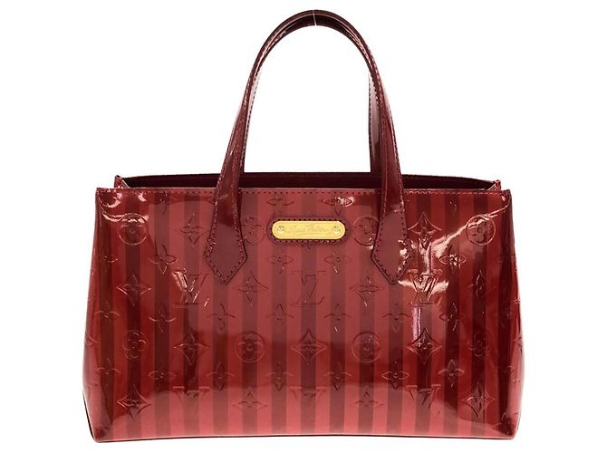 Louis Vuitton Vernis Rayures Wilshire PM Handtasche Rot