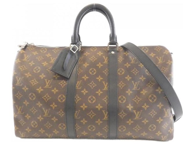 Louis Vuitton Monogram Macassar Keepall Bandoulière 45cm Boston Bag Marrom