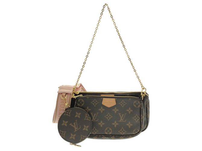 Sac à épaule Louis Vuitton Monogram Multi Pochette Accessoires Marron Rose