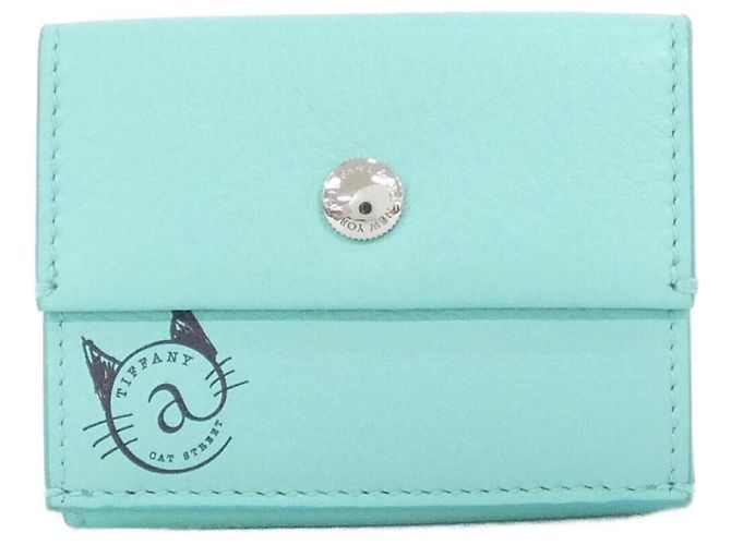 Autre Marque Cartera tri-fold de cuero Tiffany Blue