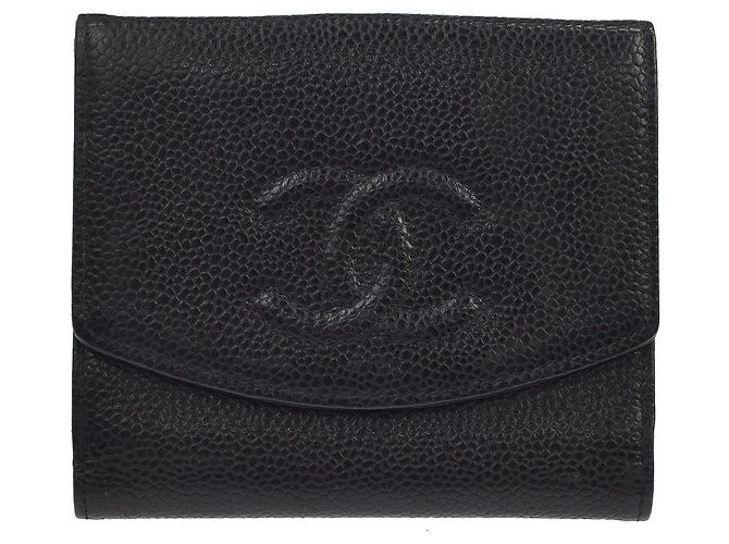 Chanel Vintage Timeless Bifold Caviar Compact Black