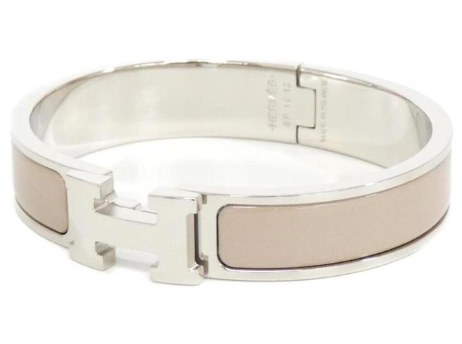 Hermès Hermes Click H PM Charm Armband Silber Beige