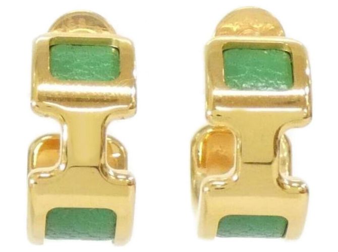 Hermès Orecchini a lobo Hermes Olympe PM 500359FC D'oro Verde