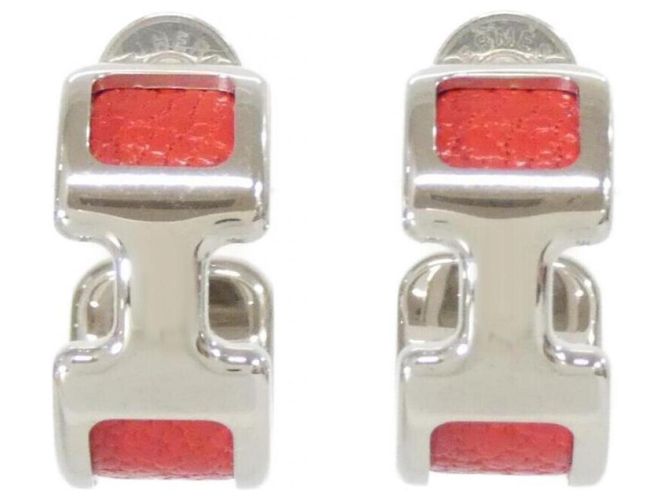 Hermès Boucles d'oreilles Hermes Olympe PM 500468FK Argenté Rouge