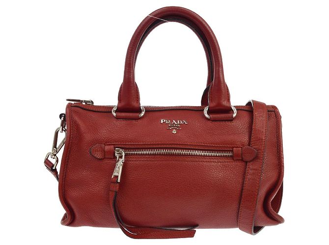 Prada Convertible Boston Vitello Daino Medium Red