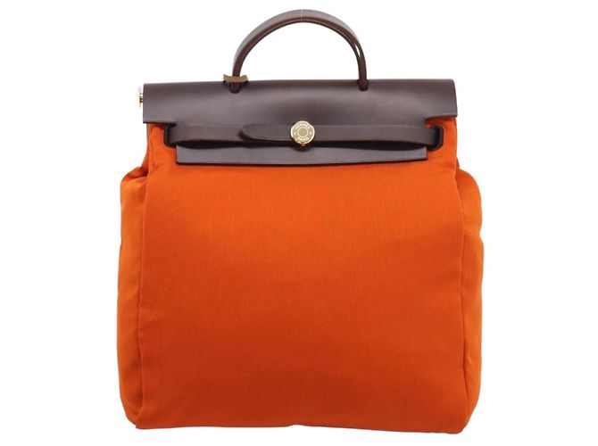 Hermès Hermes Herbag A Dos Toile Orange