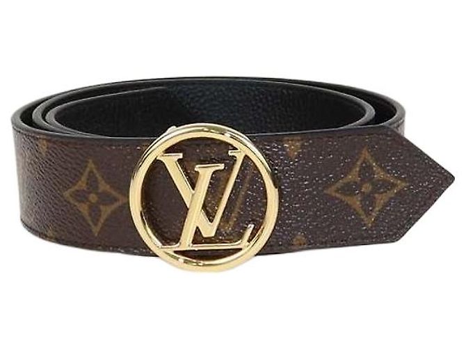 Louis Vuitton Monogram Canvas and Leather Reversible LV Circle Belt Brown Black