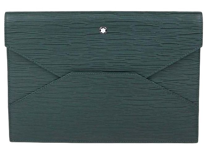 Pochette Enveloppe Sartorial en Cuir Texturé Vert Montblanc