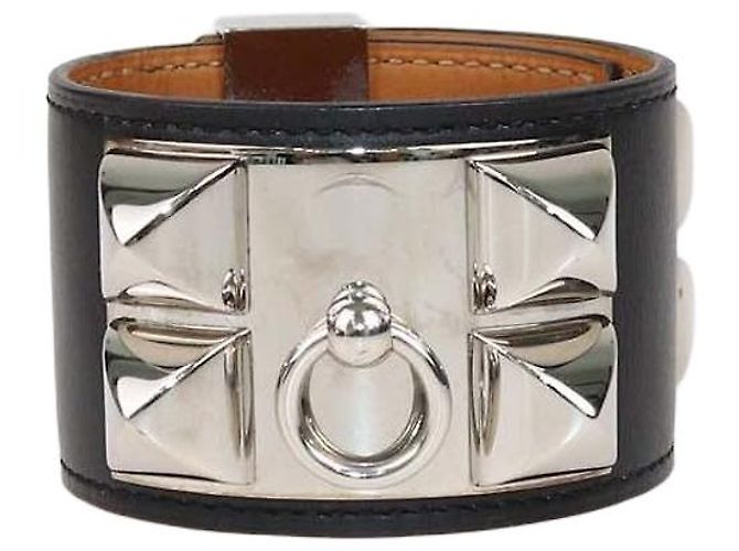 Hermès Bracciale Collier de Chien in pelle Swift nera Hermes Nero