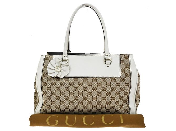 Gucci Trophy GG Canvas with Leather Small Marrom