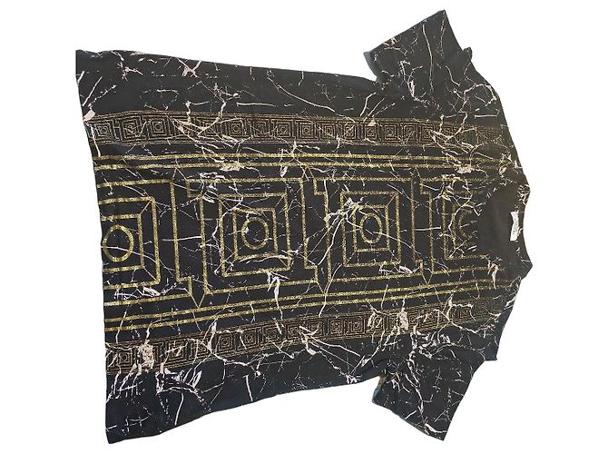 Camiseta Versace Collection Algodón Negro Estampado Greca