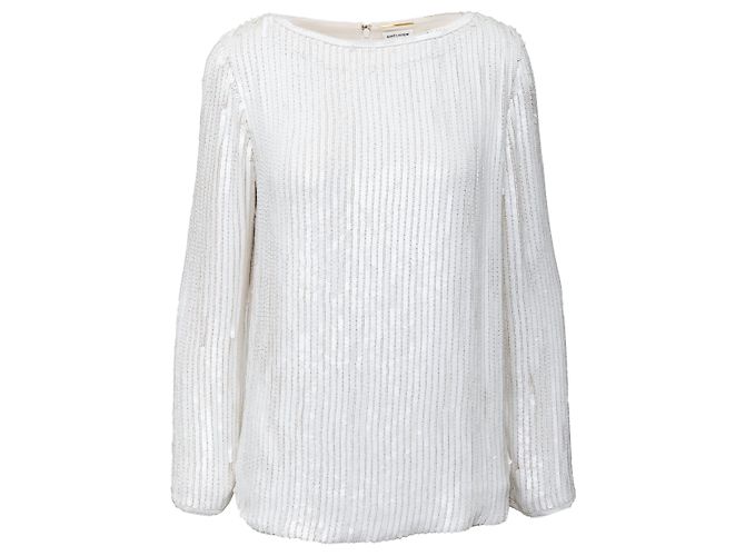Yves Saint Laurent Saint Laurent Paillettenbluse Weiß
