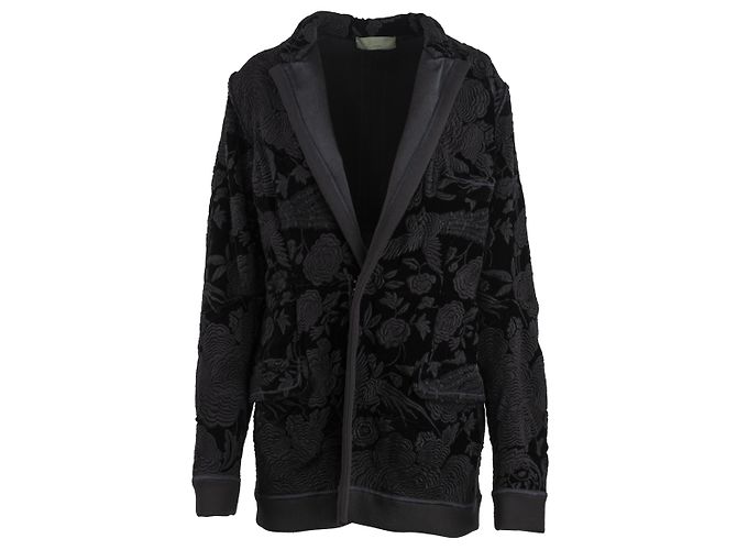 Autre Marque Blazer Diliborio ricamato in cotone nero e grigio