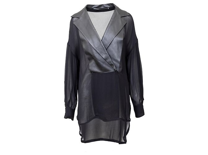 Autre Marque Blusa in pelle nera Gaetano Navarra Nero