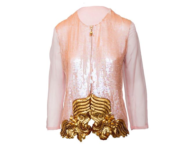 Gianfranco Ferré Sequined Sheer Jacket Pink