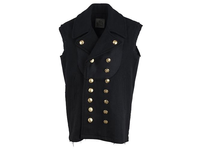 Autre Marque Diliborio Black Wool Double-Breasted Vest