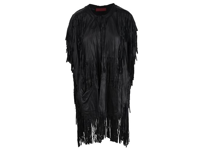 Autre Marque Chaleco largo Diliborio con flecos Negro