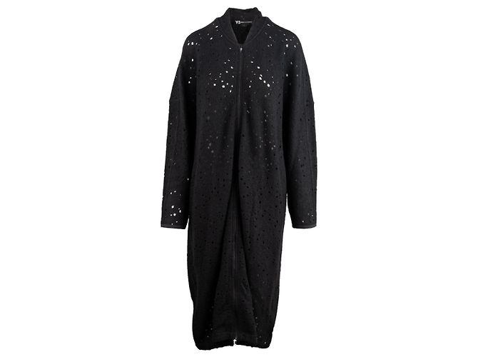 Y3 Black Wool Cut Up Coat