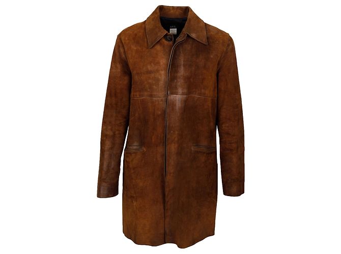 Autre Marque Cappotto in pelle scamosciata marrone A.P.C.
