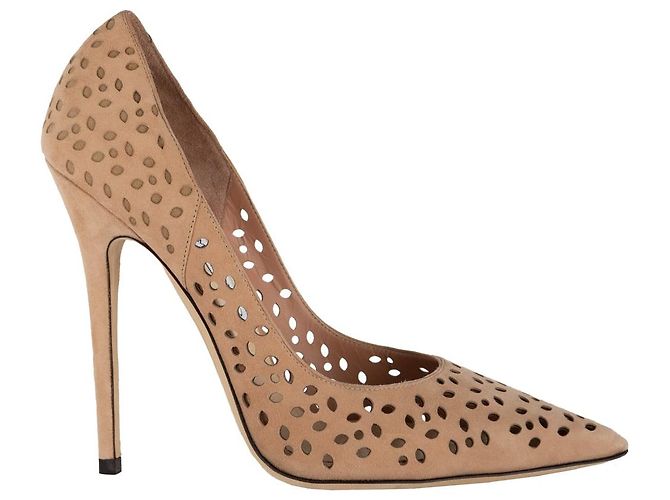 Jimmy Choo Anouk beige perforated leather pumps
