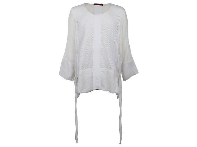 Autre Marque Blusa Diliborio Bianca in Cotone Overfit Maniche Lunghe Bianco