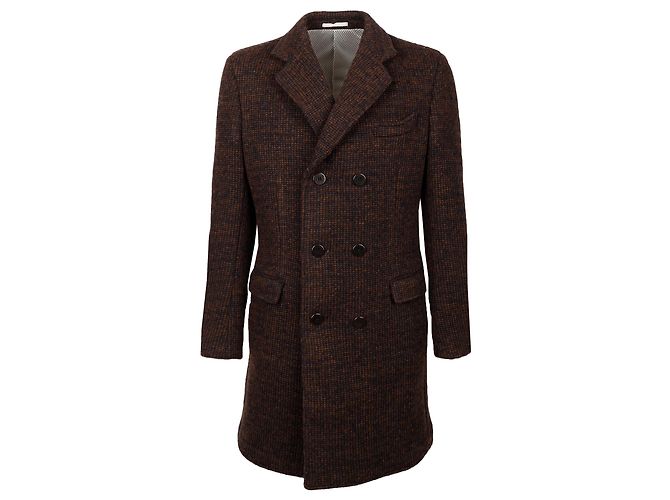 Autre Marque Brown Virgin Wool Knitted 3/4 Coat