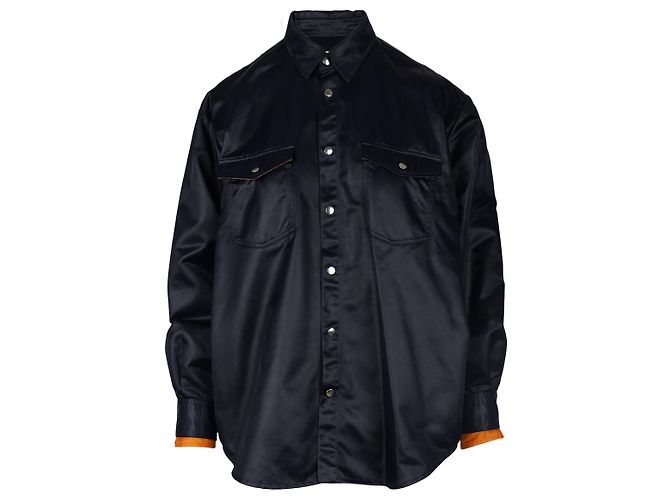 Autre Marque Camicia in raso blu Marios