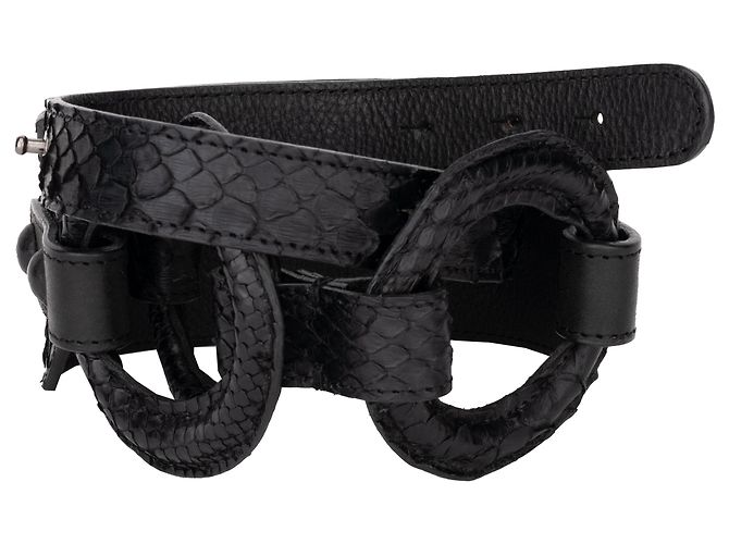 Autre Marque Collection Privée Embossed Leather Belt Black