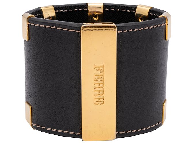 Gianfranco Ferré Pulseira de couro rígido Dourado
