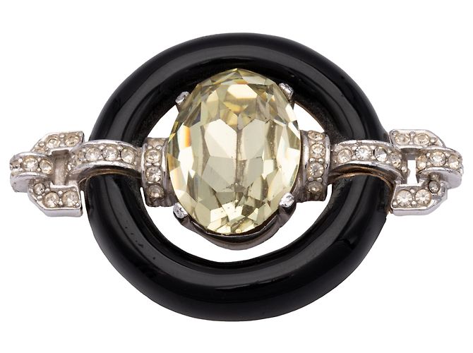 Autre Marque Spilla nera Collection Privée con strass Nero