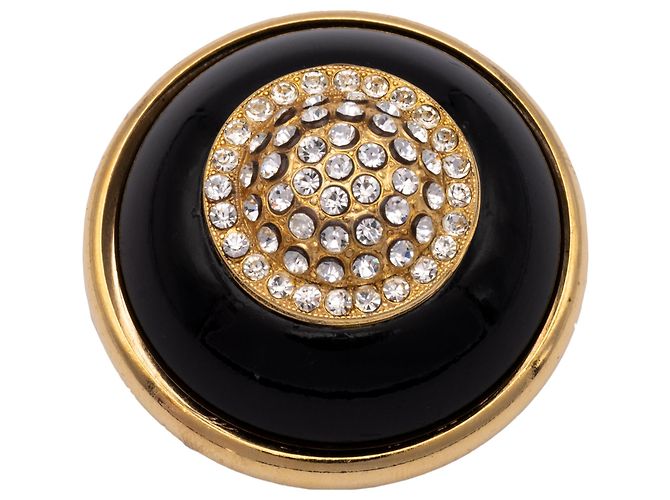 Autre Marque Spilla Collection Privée Nera e Oro con Strass D'oro