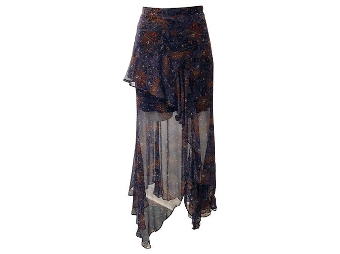 Saia Assimétrica Trixie em Seda Paisley Veronica Beard Multicor