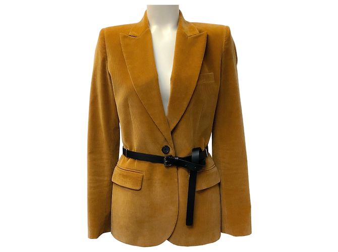 Blazer com cinto em veludo cotelê de algodão camel Barbara Bui Marrom