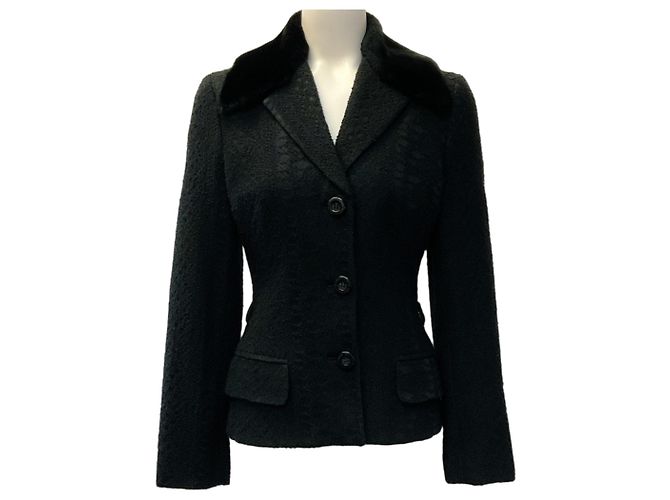 Dolce & Gabbana Vintage Black Wool Boucle Jacket