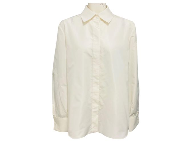 Autre Marque Lafayette 148 New York Ivory Cloud Button Front Blouse Beige