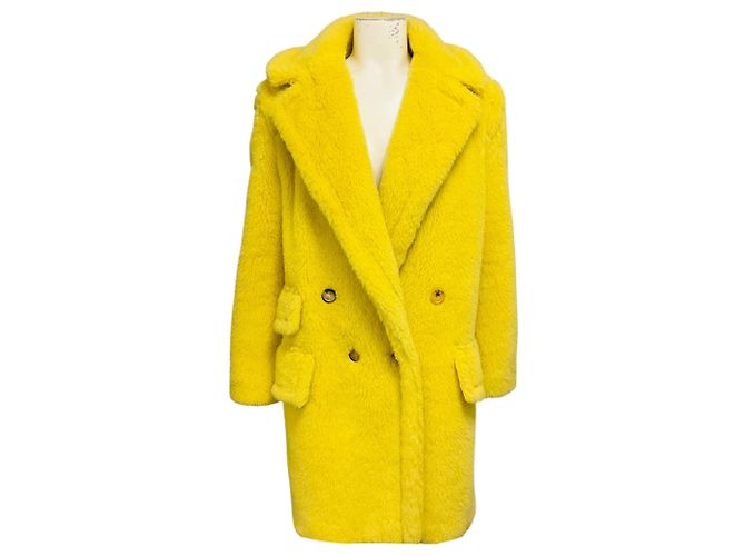 Max Mara Sfilata Yellow Alpaca and Wool Teddy Coat
