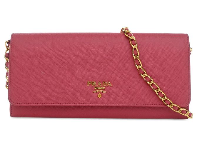 Borsa a tracolla Prada Saffiano Wallet On Chain Rosa