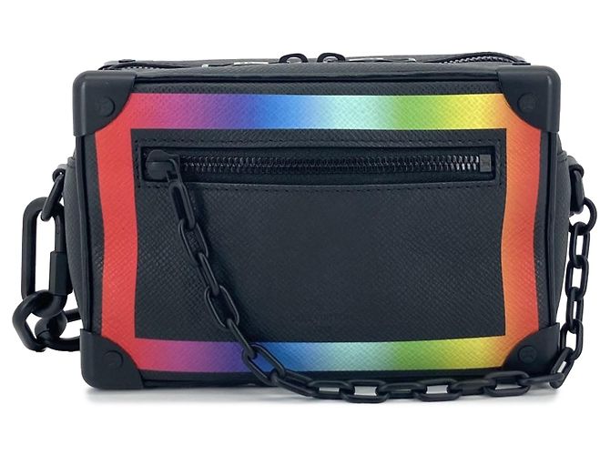 Borsa a tracolla Louis Vuitton Taiga Rainbow Soft Trunk Nera Nero