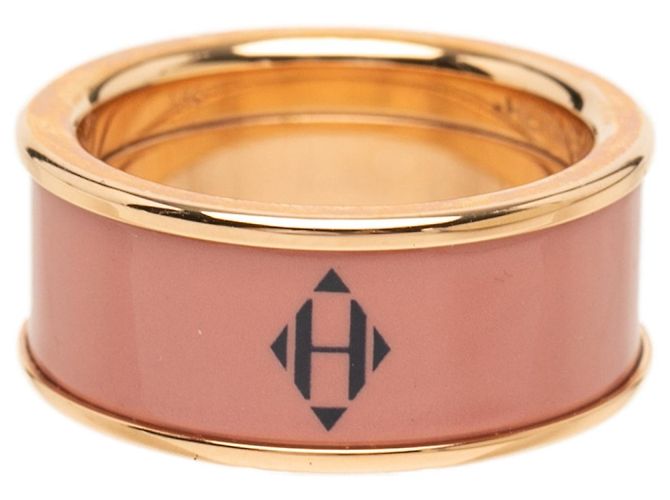 Ring Anello Hermès Medium Gold Plated Enamel H Diamant Uni Oro D'oro