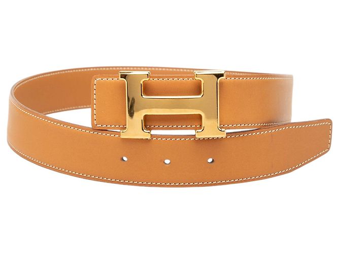 Cinto Reversível Hermès Constance H em couro Box Calf castanho Marrom