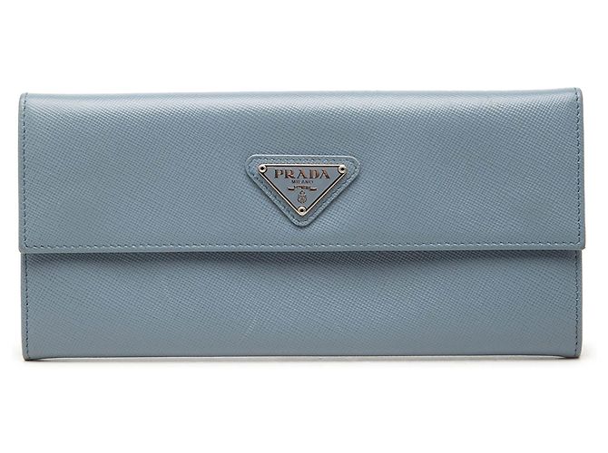 Portafoglio lungo Continental Prada Saffiano blu