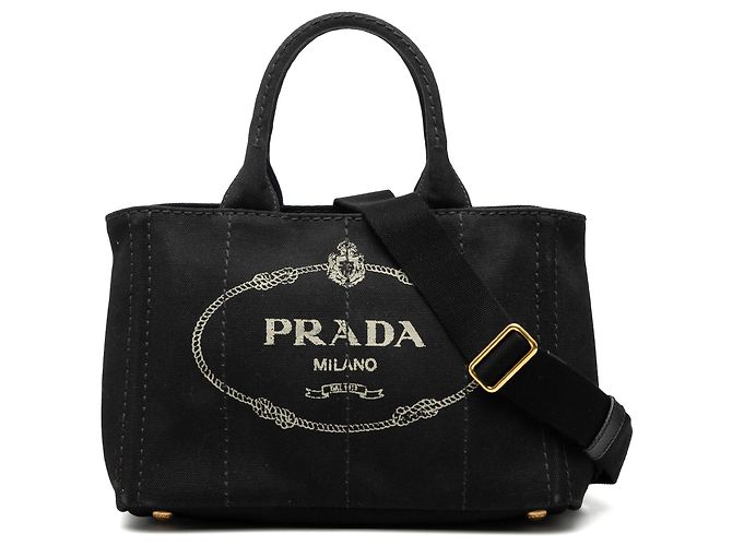 Tote Bolsa Prada Small Canvas Canapa Logo Preta Preto