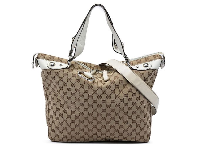 Gucci GG Canvas Icon Bit Satchel Weiß