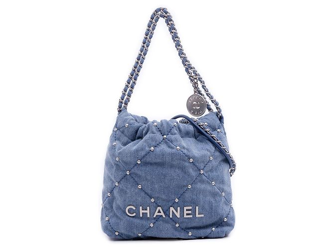 Sac à main Chanel Mini Denim Studded 22 Bleu