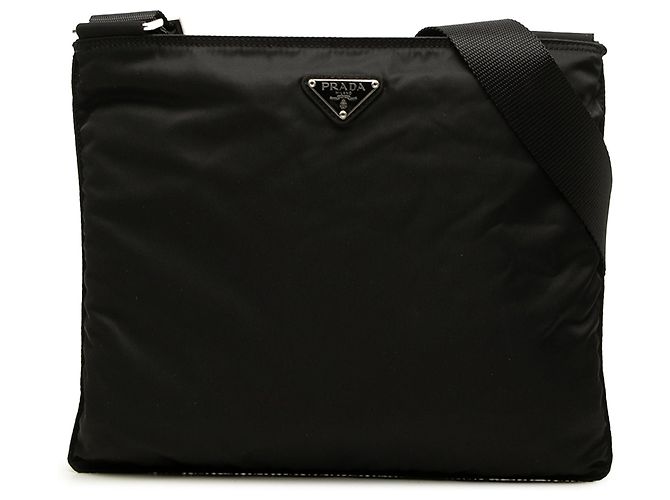 Borsa a tracolla Prada Tessuto nera con zip Nero
