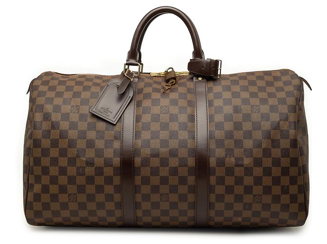 Borsa da viaggio Louis Vuitton Damier Ebene Keepall 50 Marrone