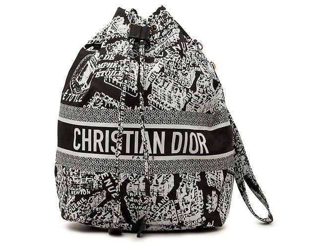 Autre Marque Black Dior Technical Fabric Plan de Paris DiorTravel Drawstring Pouch