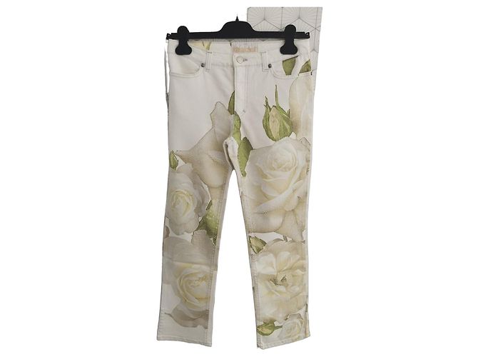 Pantalones Roberto Cavalli blancos estampado floral Beige
