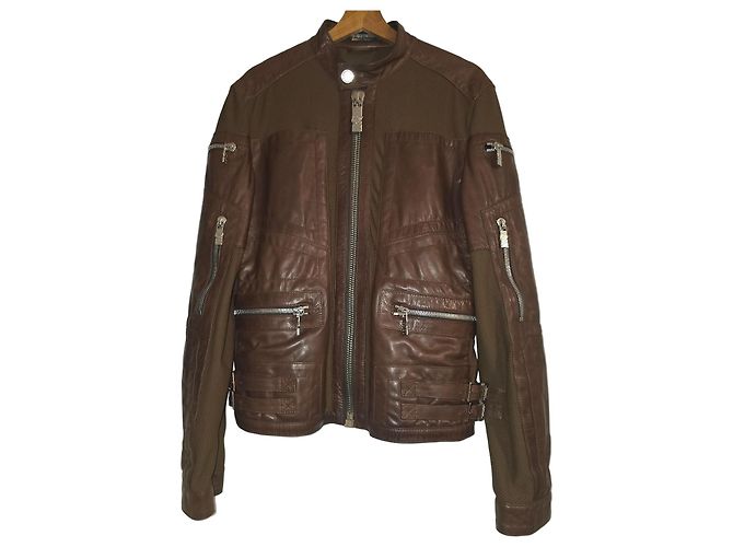 Autre Marque Dirk Bikkembergs Sport Couture braune Lederjacke